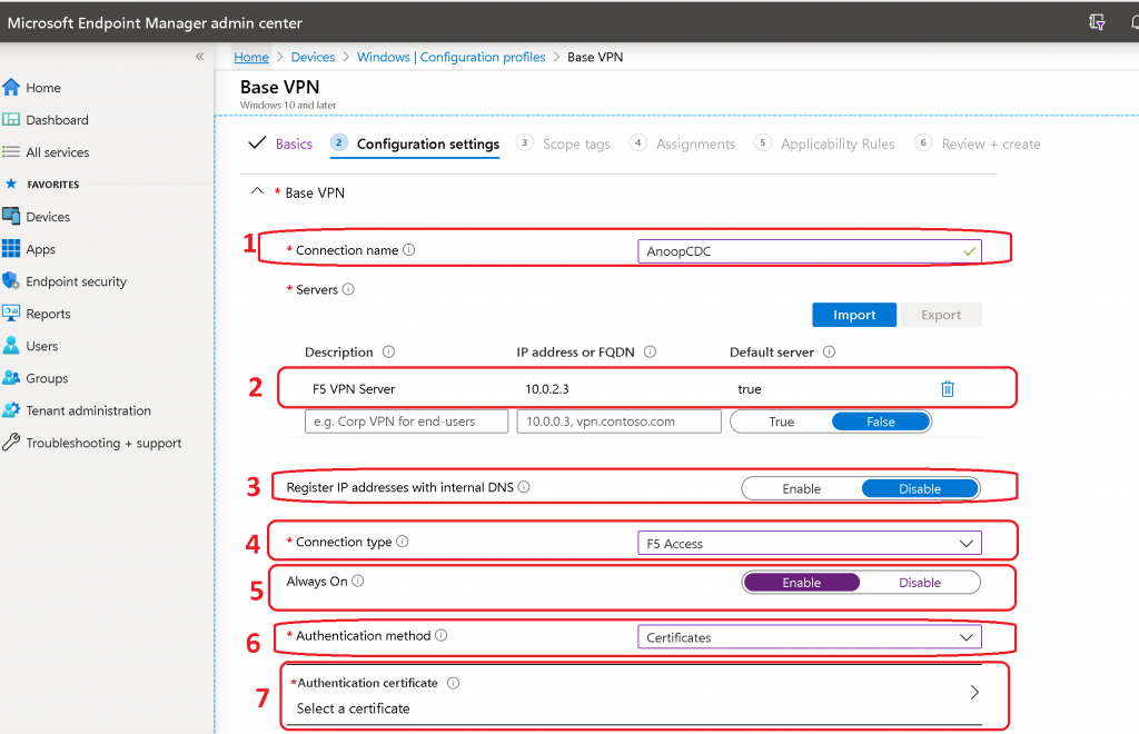 Windows 10 AlwaysOn VPN Using Intune F5 VPN Profile Configuration