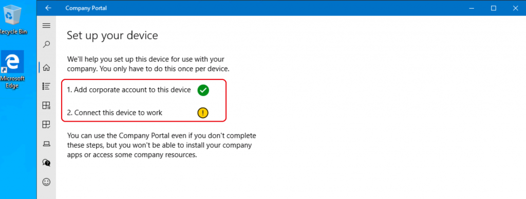 Intune Company Portal Setup for Personal Windows 10 Device Intune Enrollment Options 3 Set Up Your Device - Enroll for Corporate Use - Intune Company Portal Setup