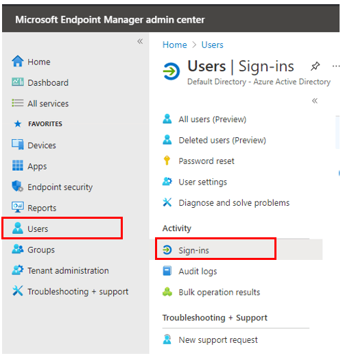 Sign-in Activity Reports in Intune portal | Endpoint Manager