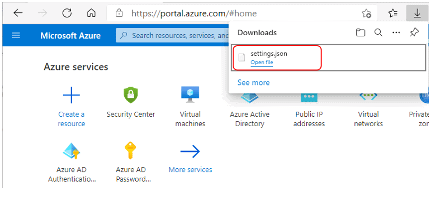 Export all settings - Azure Portal Settings and Preferences Walkthrough