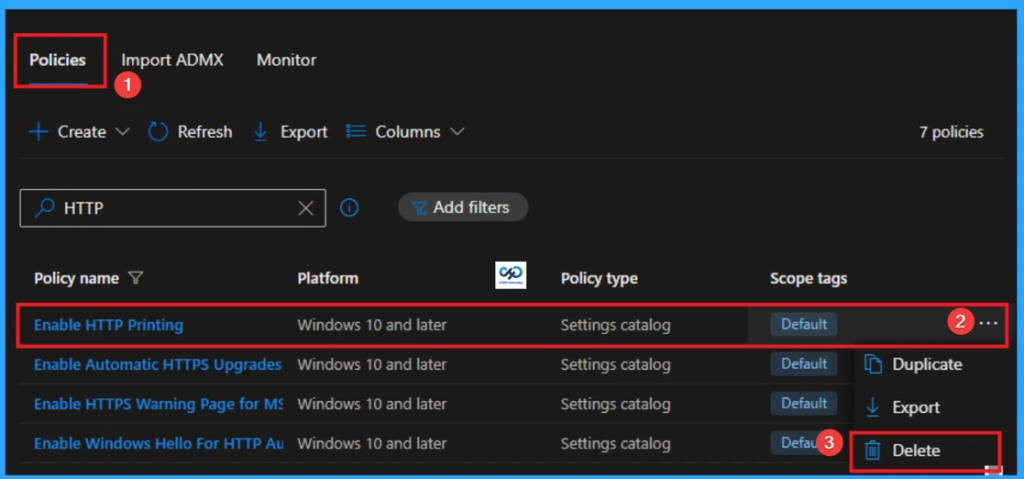 Microsoft Intune and Windows 365 Weekly Highlights: 266th HTMD Newsletter 5th to 9th October 2026 8 Disable Client Computer Printing Over both HTTP and HTTPS using Intune - 266th HTMD Newsletter 5th to 9th October 2026 Fig . 8
